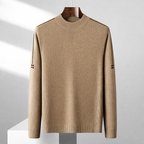 Men's Waffle-Knit Sweater with Ribbed Cuffs and Collar