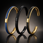 Men's Braided Leather Cuff Bracelet with Stainless Steel Clasp