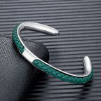 Men's Braided Leather Cuff Bracelet with Stainless Steel Clasp