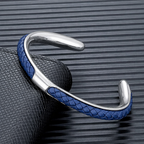 Men's Braided Leather Cuff Bracelet with Stainless Steel Clasp