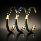 Men's Braided Leather Cuff Bracelet with Stainless Steel Clasp