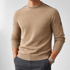 Men's Waffle-Knit Sweater with Ribbed Cuffs and Collar