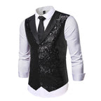 Mens Glitter Waistcoat with Satin Collar
