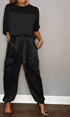 Women's Two-Piece Shirt Set with Pockets