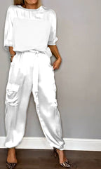 Women's Two-Piece Shirt Set with Pockets