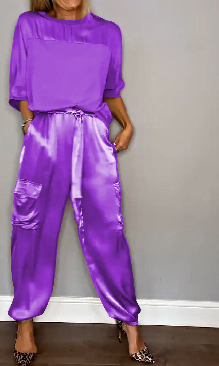 Women's Two-Piece Shirt Set with Pockets