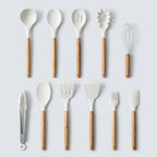 Silicone Kitchen Utensil Set with Wooden Handles – 11 Pieces