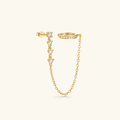 Women's Chain Cuff Earrings with Diamond Accents - Gold-Plated Sterling Silver