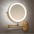 Gold Rechargeable LED Mirror with Magnifying Glass and Light for Makeup and Bathroom