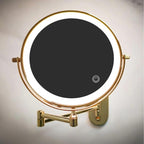 Gold Rechargeable LED Mirror with Magnifying Glass and Light for Makeup and Bathroom