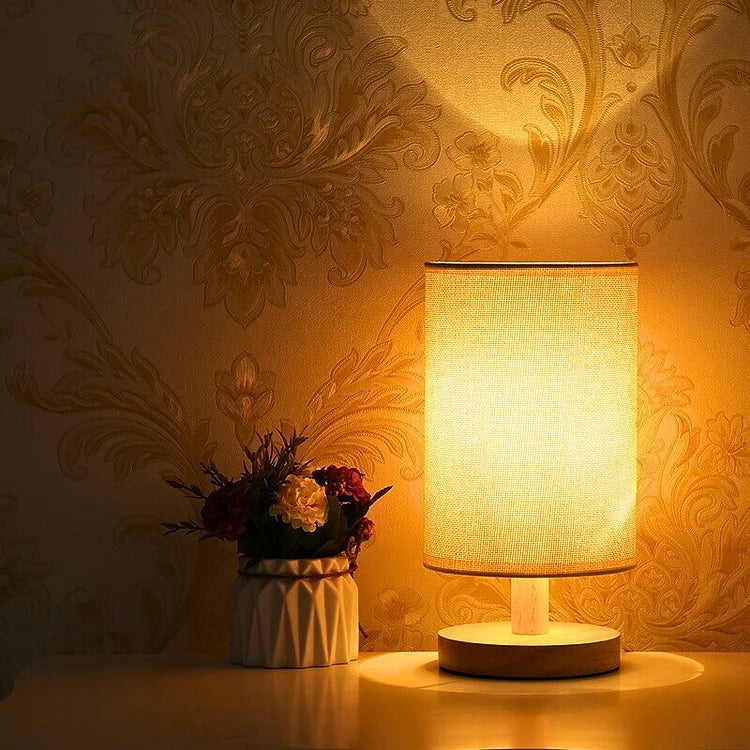 Organic Wood & Linen Lamp with Remote Control