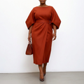 Women's Maxi Dress with Batwing Sleeves - Flowing Jersey-Style Dress