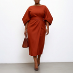 Women's Maxi Dress with Batwing Sleeves - Flowing Jersey-Style Dress