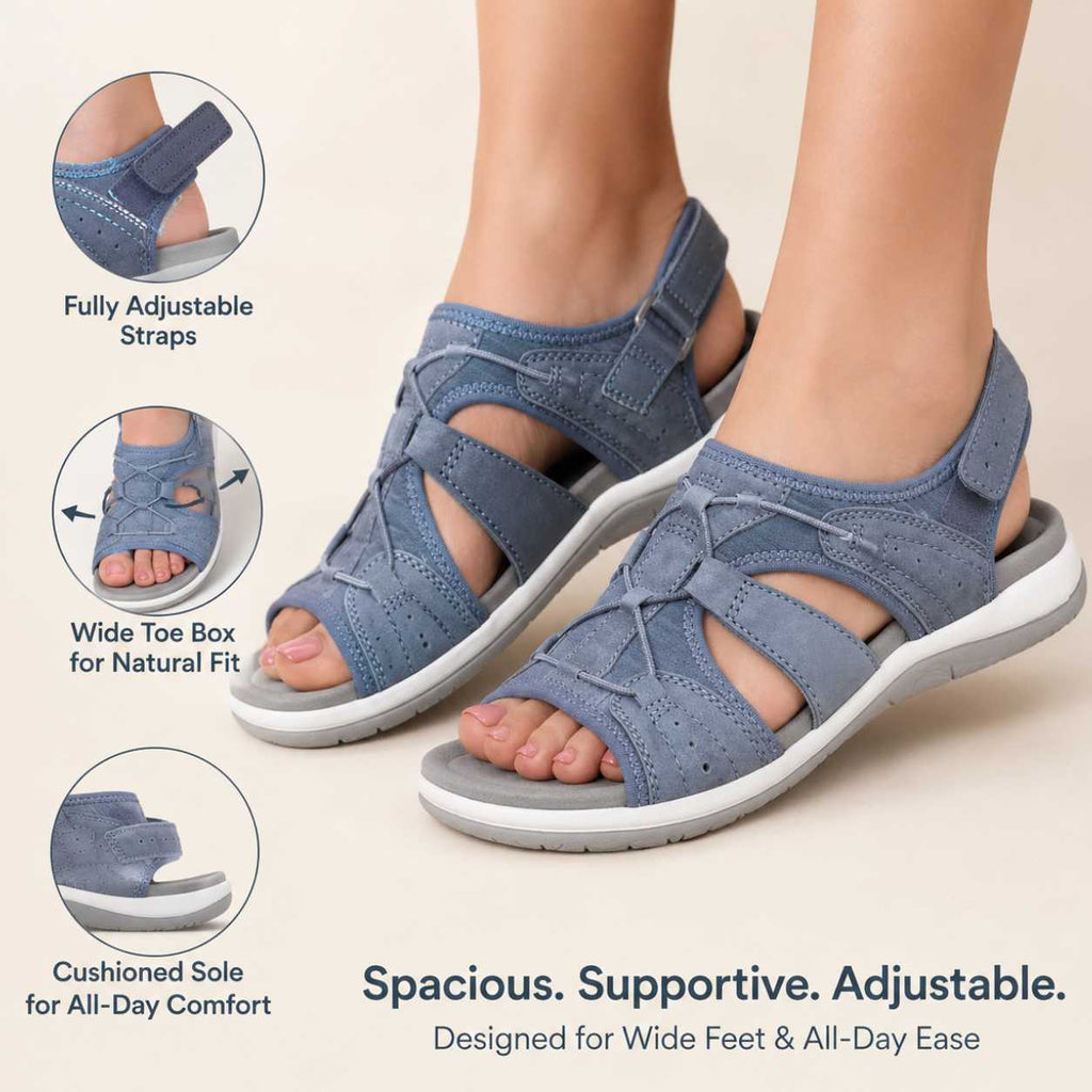 Women's Orthopedic Wedge Sandals - Adjustable Strap, Arch Support Footbed