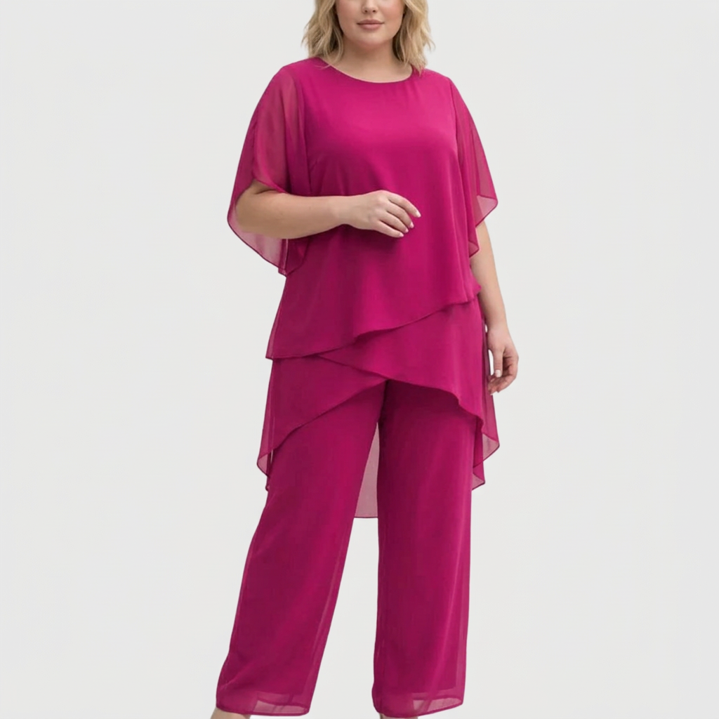 Women's Draped Top & Palazzo Trouser Suit