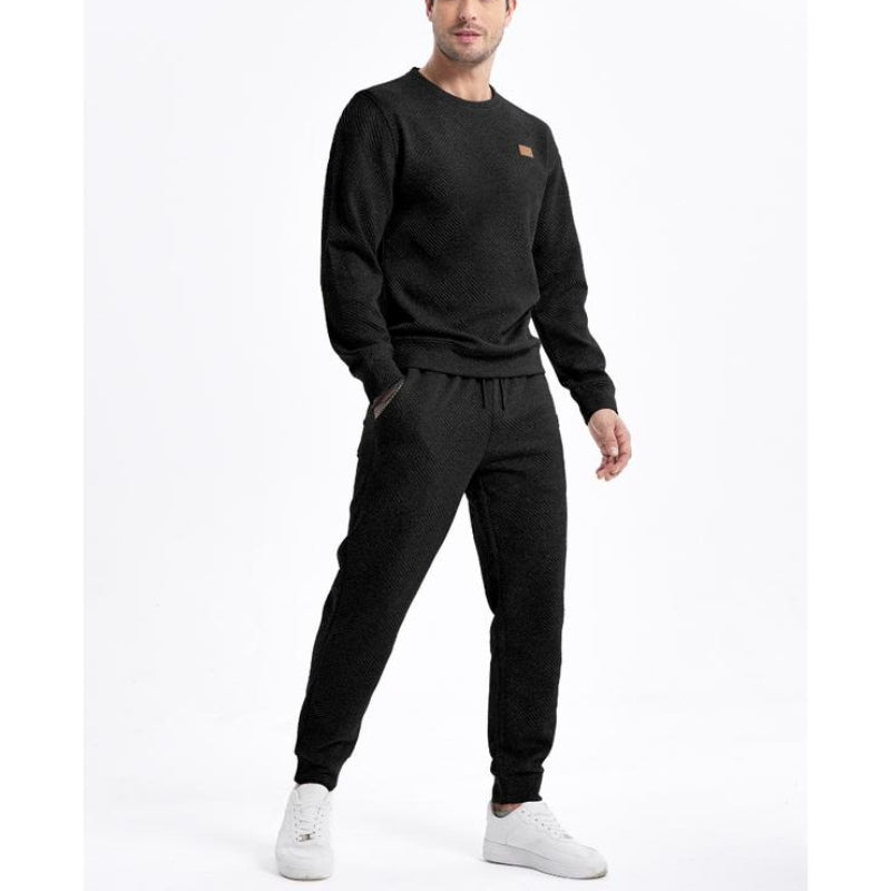 Men's 2 Piece Sweatsuit Set - Textured Jacquard Tracksuit