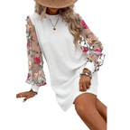 Women's Long Sleeve Mini Dress with Ribbed Cuffs