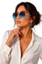 Aviator Sunglasses Gold Frame with UV400 Gradient Lens