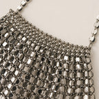 Mirrored Mesh Shoulder Bag with Chain Strap