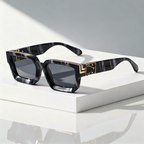 Square Sunglasses with Gold-Tone Hinge and UV400 Lenses