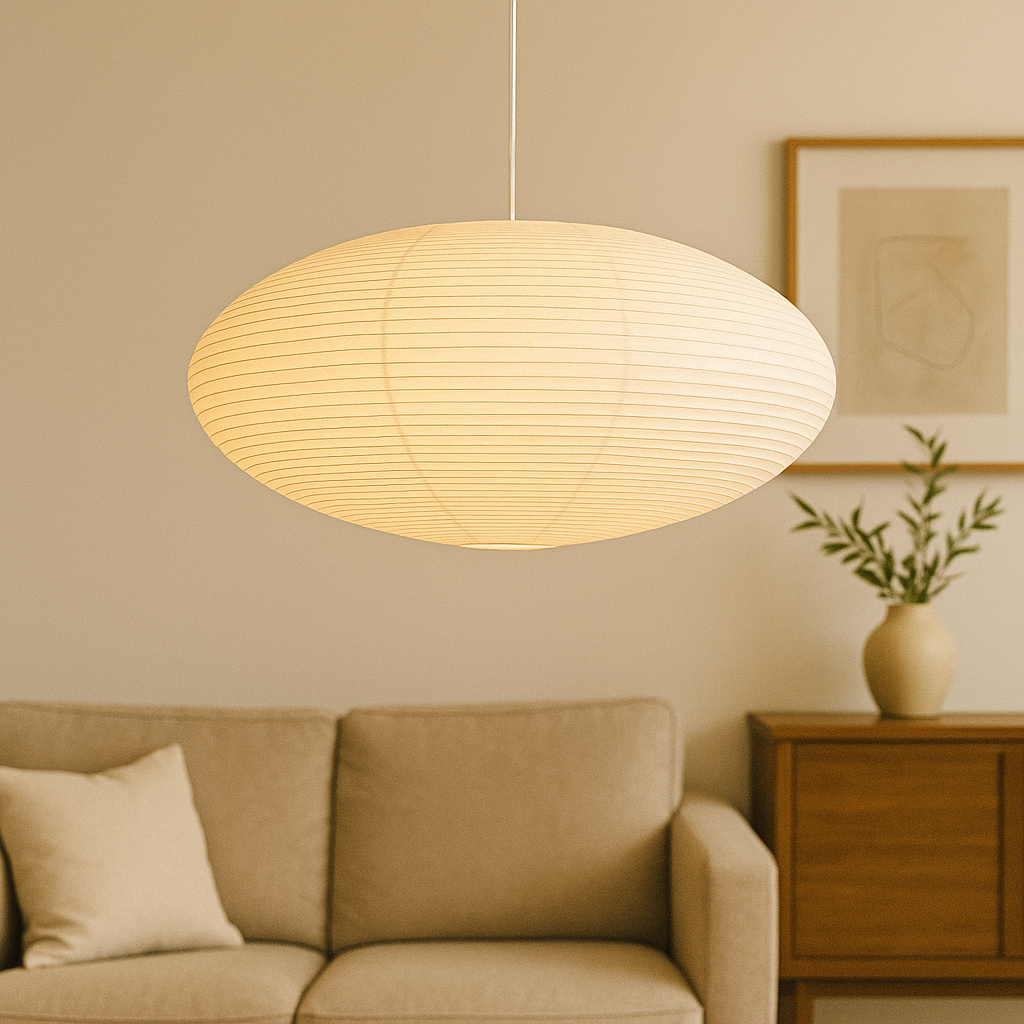 WabiLight | Japandi Paper Pendant Lamp | Handmade Wabi-Sabi Design with Warm LED Light