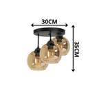Industrial 3-Light Amber Globe Ceiling Lamp for Living Room, Bedroom