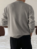 Men's Ribbed Crew-Neck Sweater - Loose Fit Knit Pullover