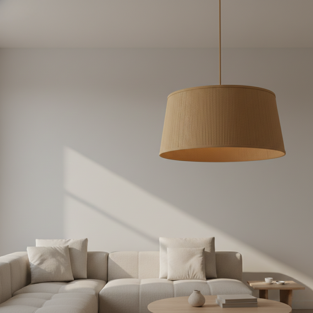Natural Linen Drum Pendant Light