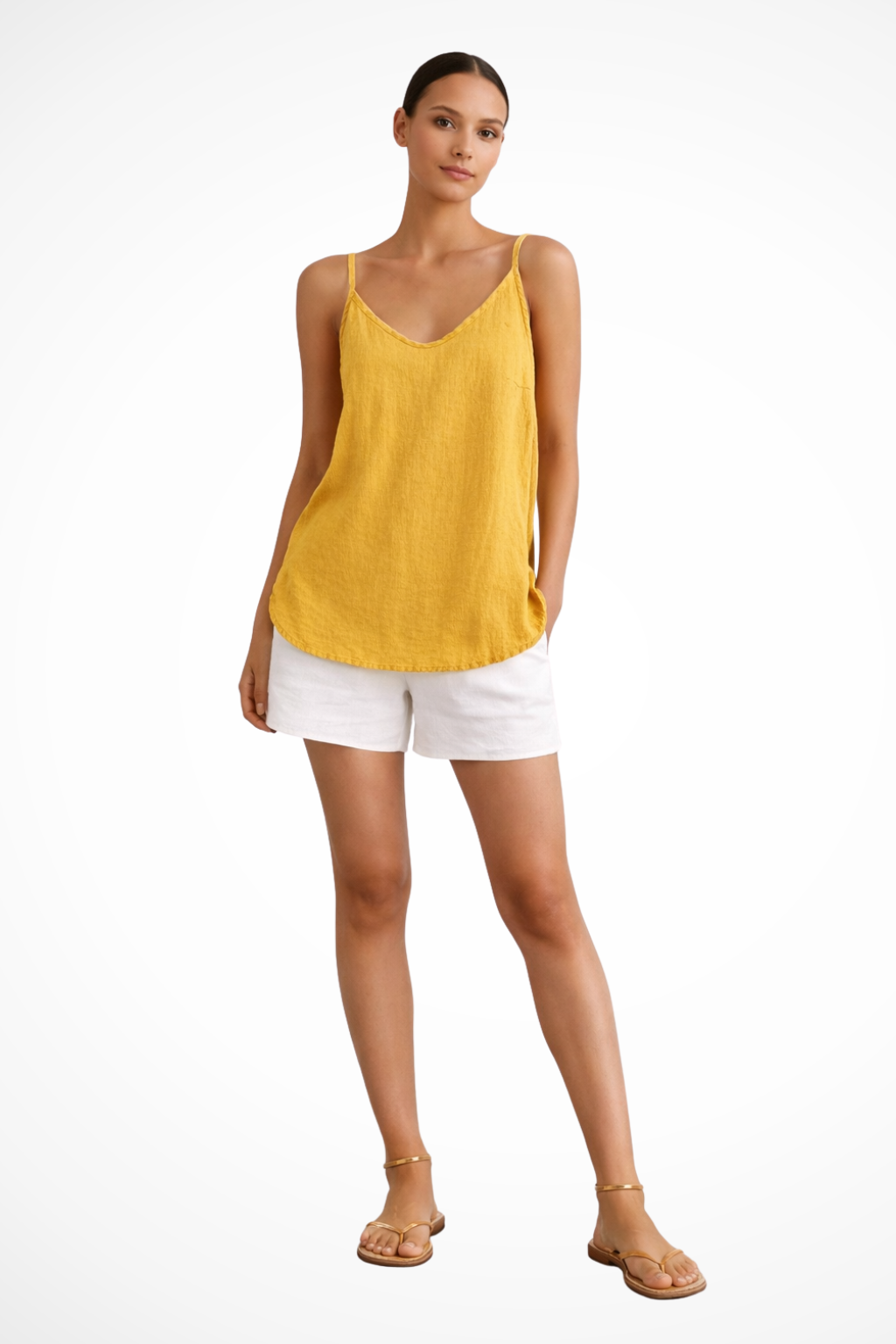 Women's Spaghetti Strap Linen Top - Relaxed Spring Top