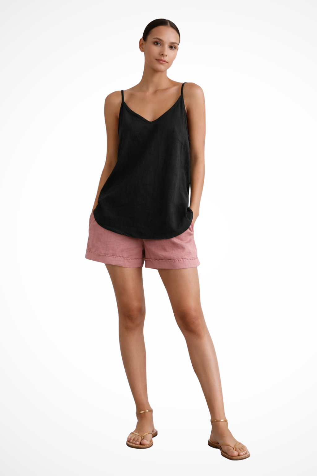 Women's Spaghetti Strap Linen Top - Relaxed Spring Top