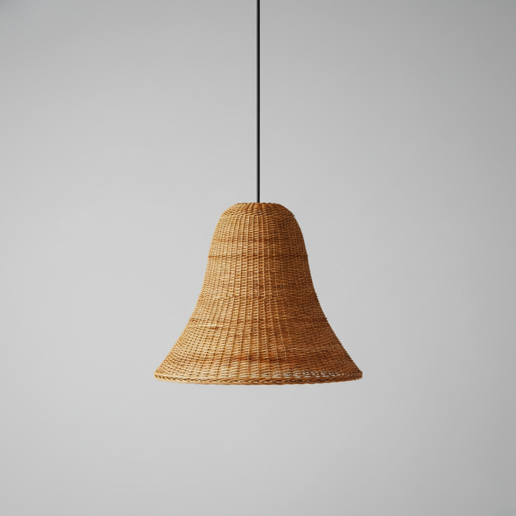 Woven Rattan Bell Pendant Light