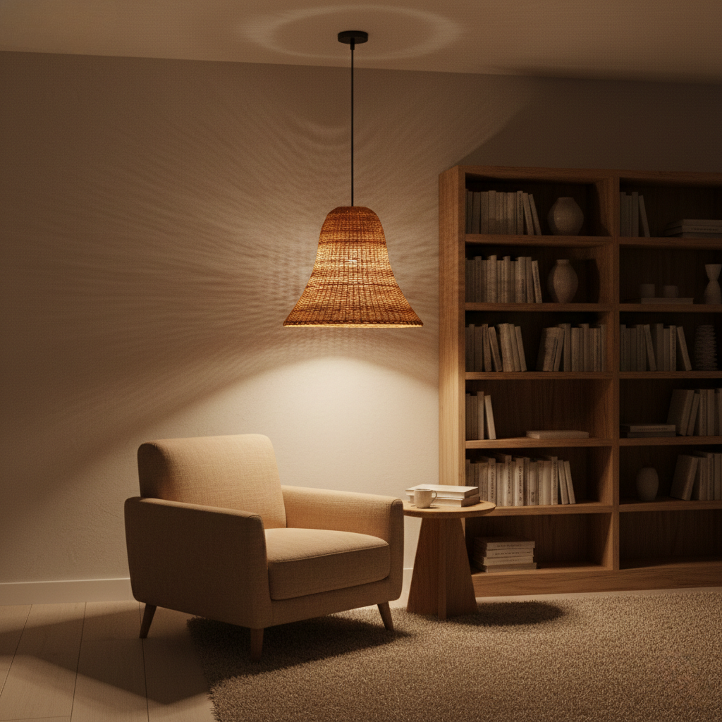 Woven Rattan Bell Pendant Light