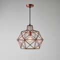 Industrial Geometric Copper Cage Pendant Light