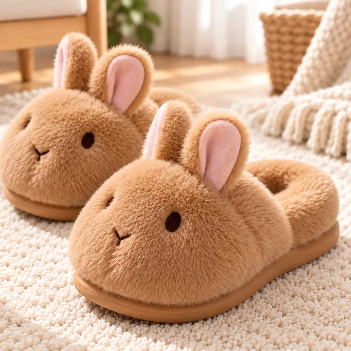 Ladies Slippers Plush Cushioned Sole Non-Slip