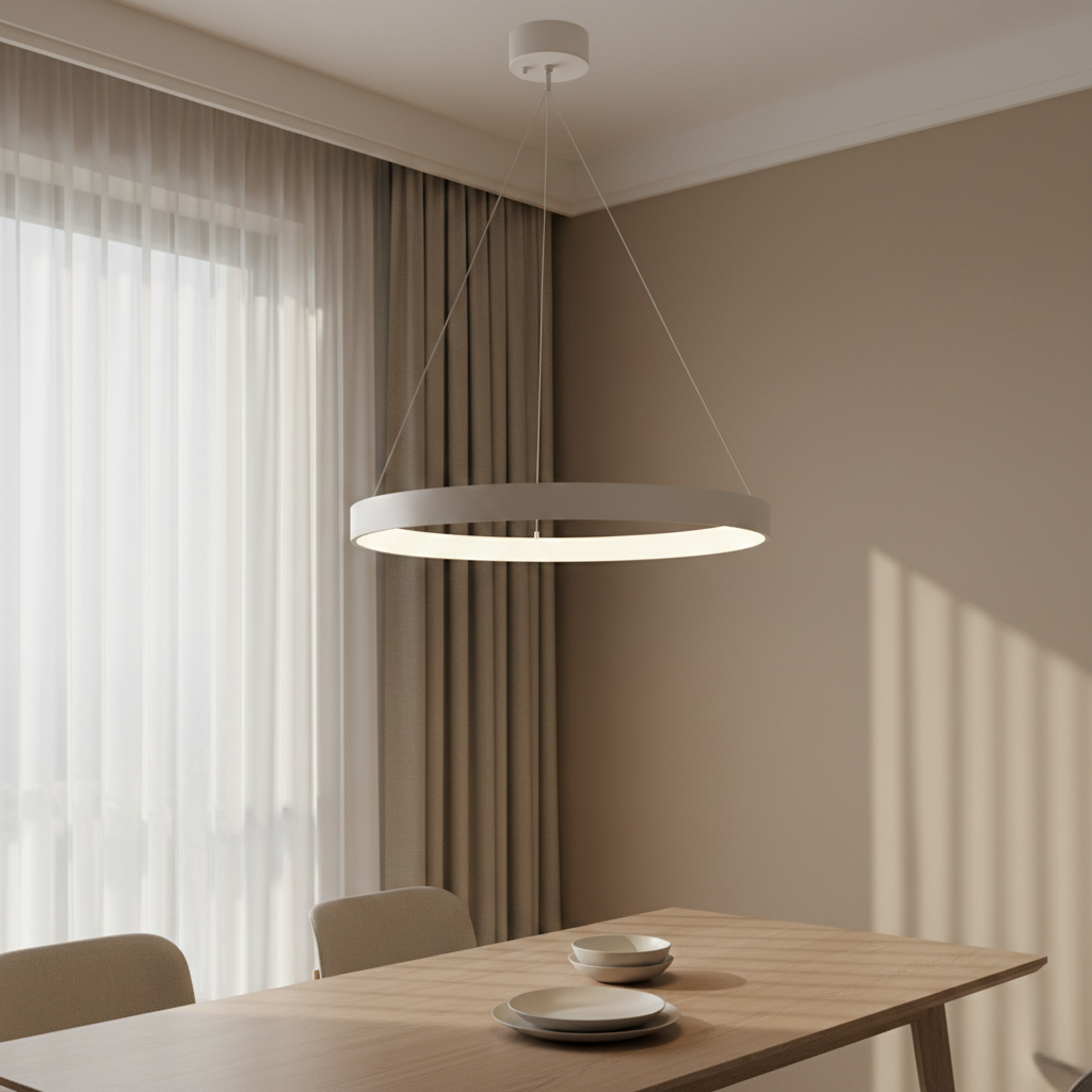 White Halo Ring Pendant Light