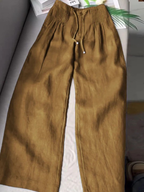 Women's Wide-Leg Trousers with High-Rise Drawstring Waist