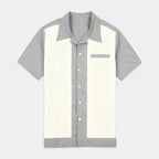 Men's Short Sleeve Shirt with Camp Collar - Button-Up Fitted Style