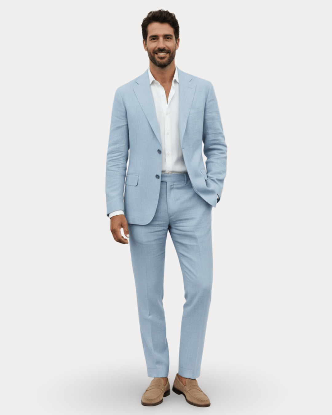 Men's Tailored Linen Suit - Breathable Wedding Suit