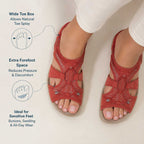 Women's Orthopedic Wedge Sandals - Adjustable Strap, Arch Support Footbed