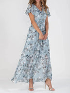Women's Maxi Dress V-Neck, Long Flowing Silhouette