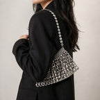Mirrored Mesh Shoulder Bag with Chain Strap
