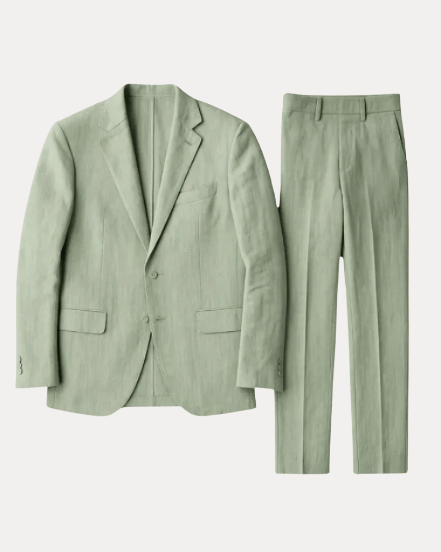 Men's Tailored Linen Suit - Breathable Wedding Suit
