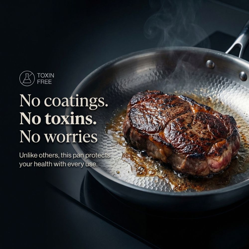 Titanium Hammered Frying Pan with Spatula - Non-Stick Cookware