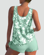 Women's Floral Print Tankini Set - Shaping Two-Piece Swimwear