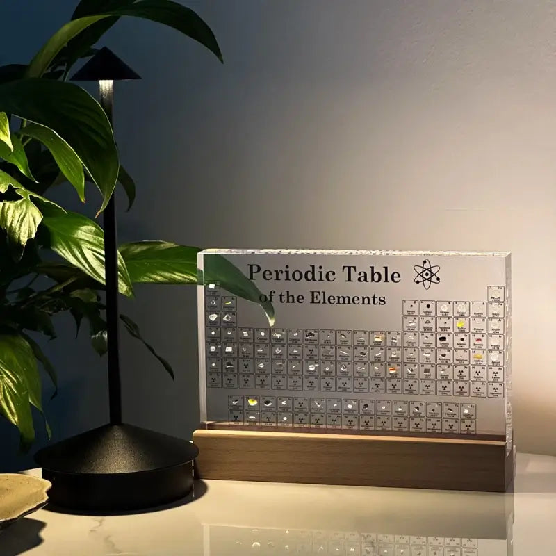 Periodic Table Display with 83 Real Elements - LED Illuminated Acrylic Case