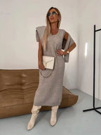 Women's Midi Dress with Matching Roll Neck Jumper Set
