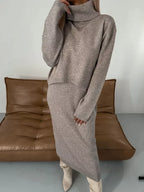 Women's Midi Dress with Matching Roll Neck Jumper Set