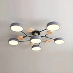 Round Iron Semi-Flush Ceiling Light - LED Chandelier Fixture