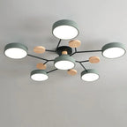 Round Iron Semi-Flush Ceiling Light - LED Chandelier Fixture