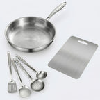 Titanium Kitchen Set with Frying Pan, Utensils & Cutting Board